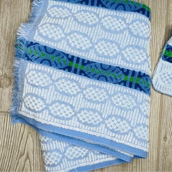 Vintage spring maid bath towels and face cloths 2 towels 2 face cloths blue - Picture 4 of 8